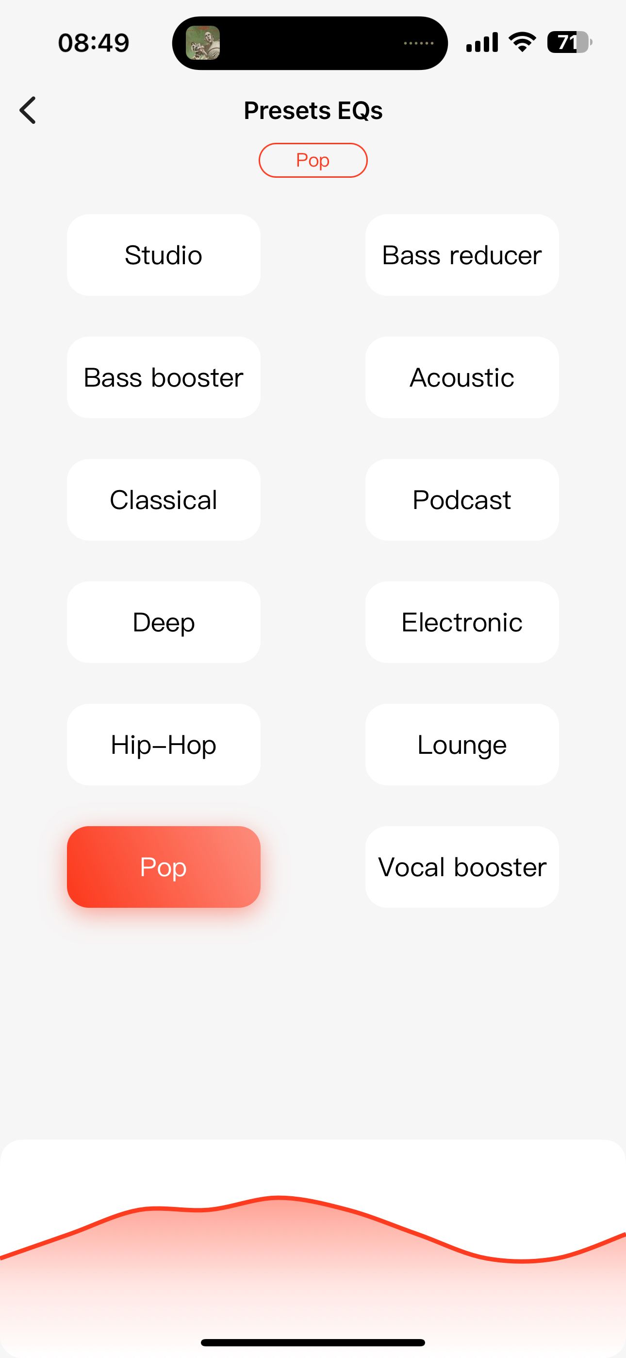 1More Music app screenshot-equalizer pop preset