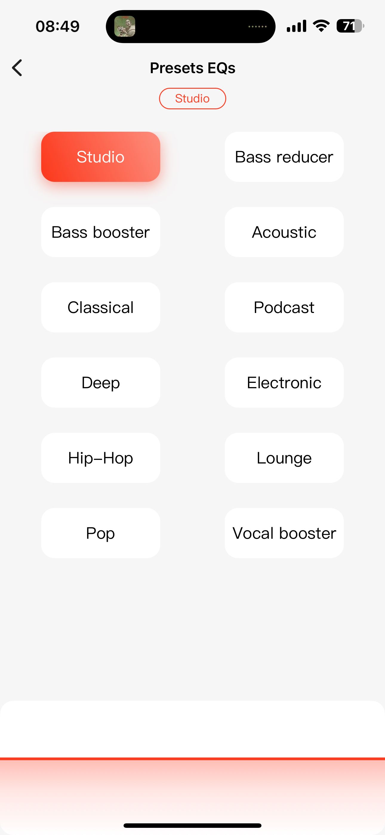 1More Music app screenshot-equalizer studio preset