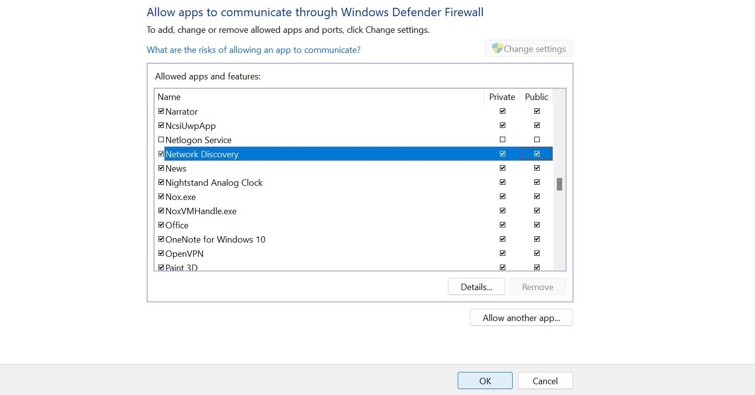 Whitelisting the Network Discovery in the firewall settings in Windows Control Panel.