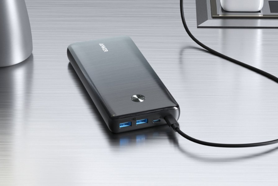 anker powercore iii elite plugged into an outlet