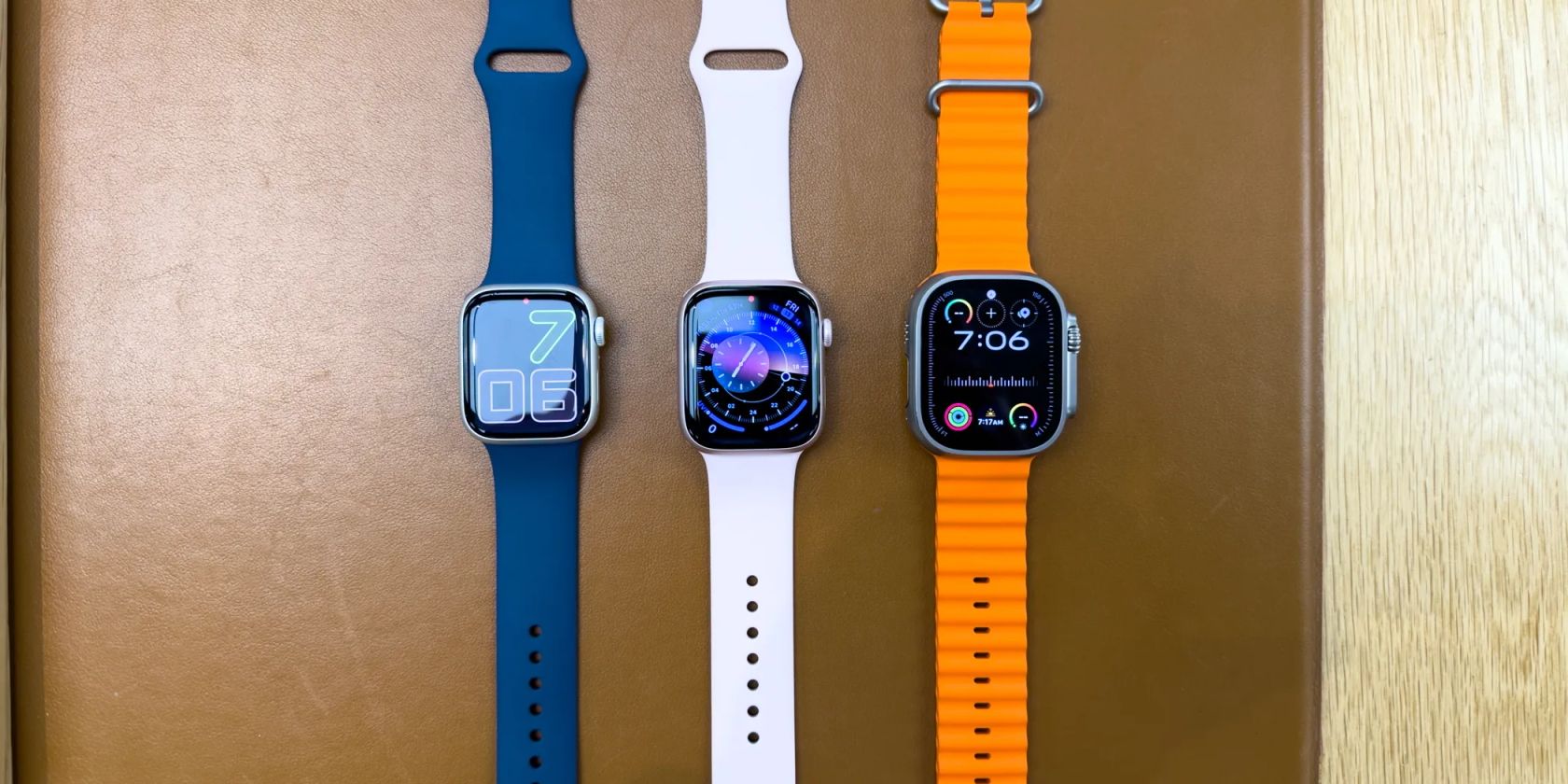 Apple Watch models side by side on a table