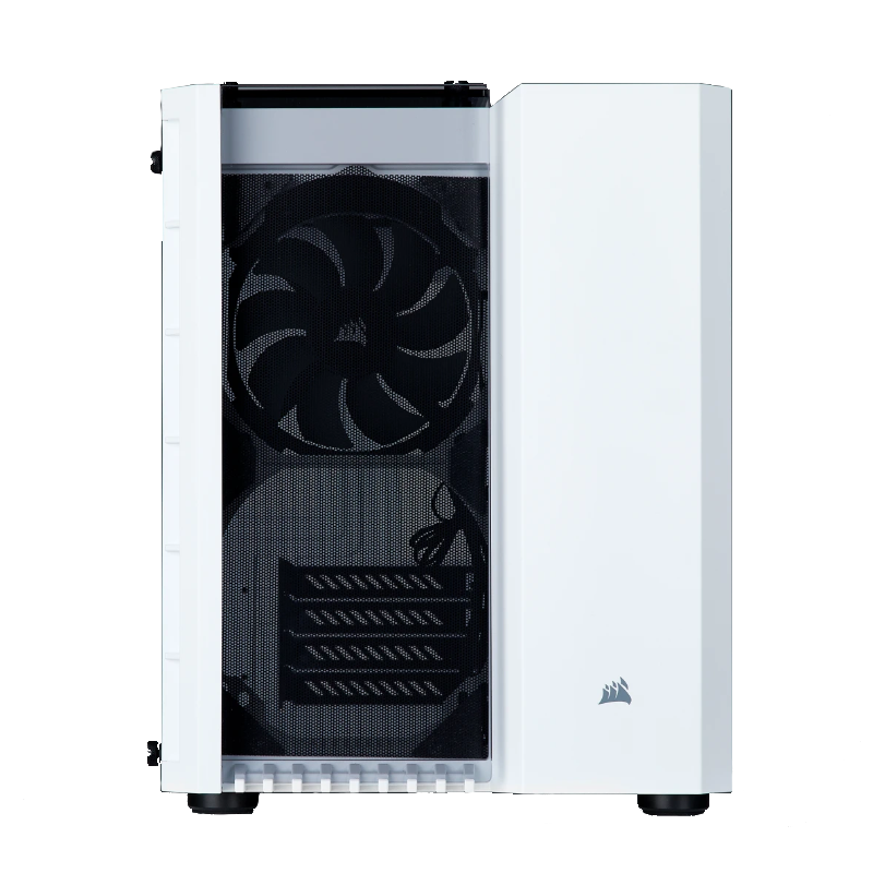 corsair crystal 280x white pc case from front