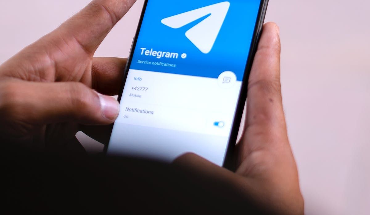 A user using the Telegram application