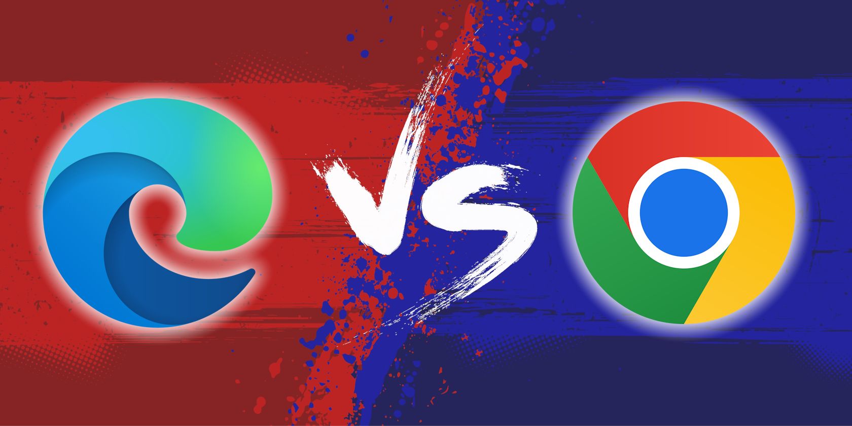 edge versus chrome logos with blue and red background