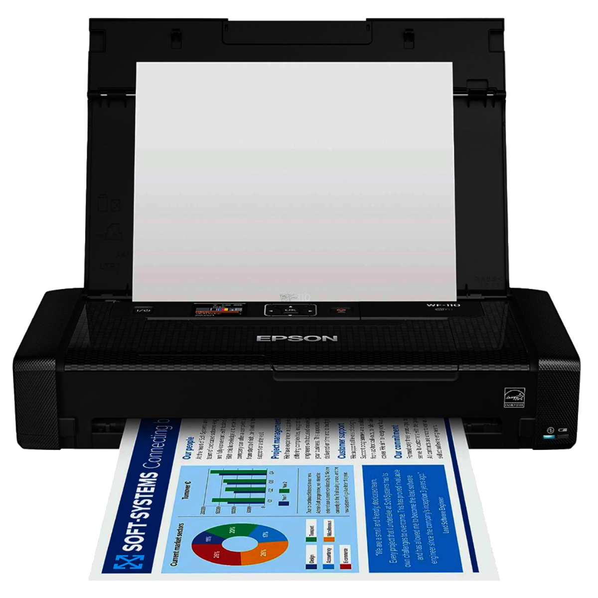 An Epson Workforce WF-110 portable printer