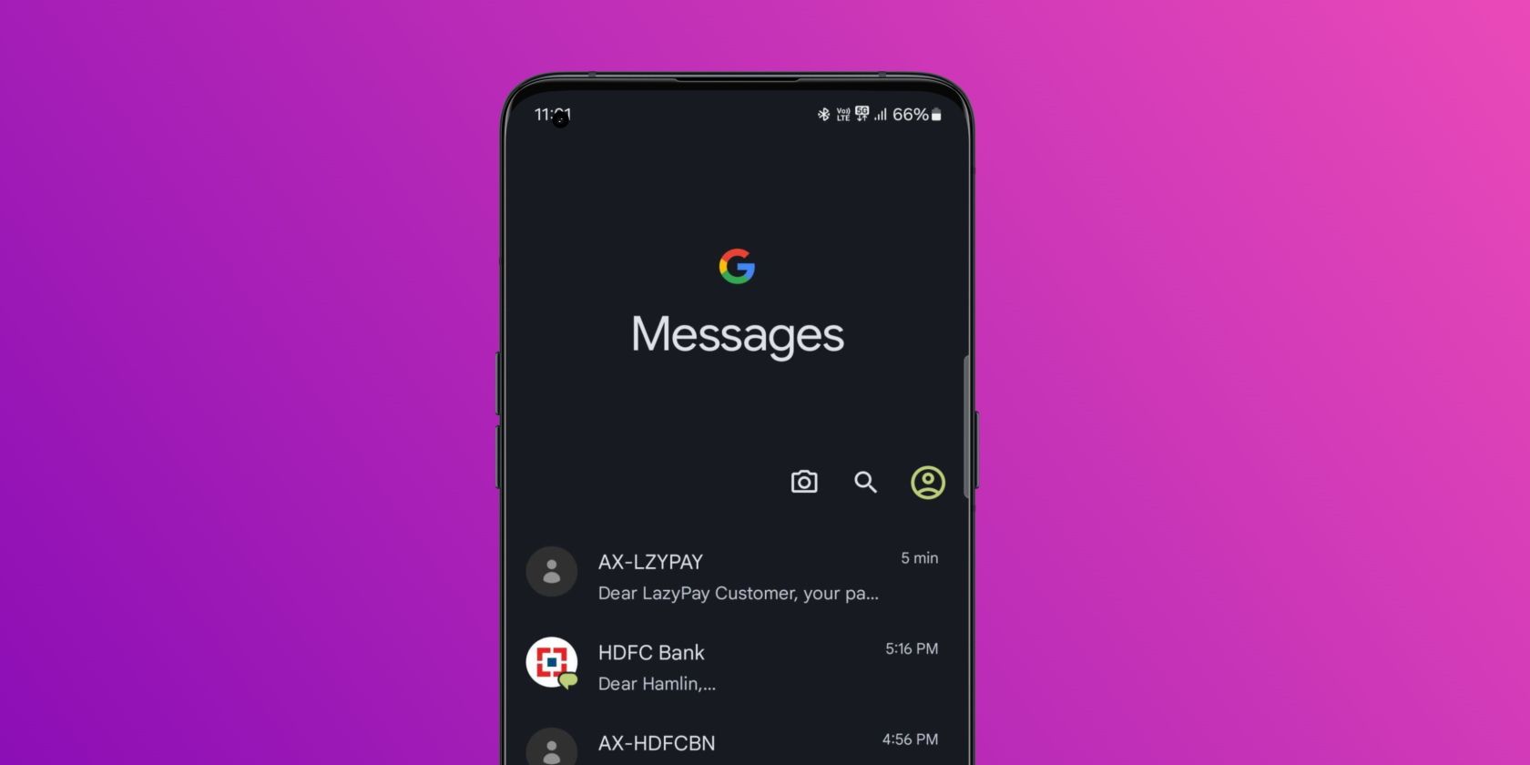 Google Messages app running on a smartphone