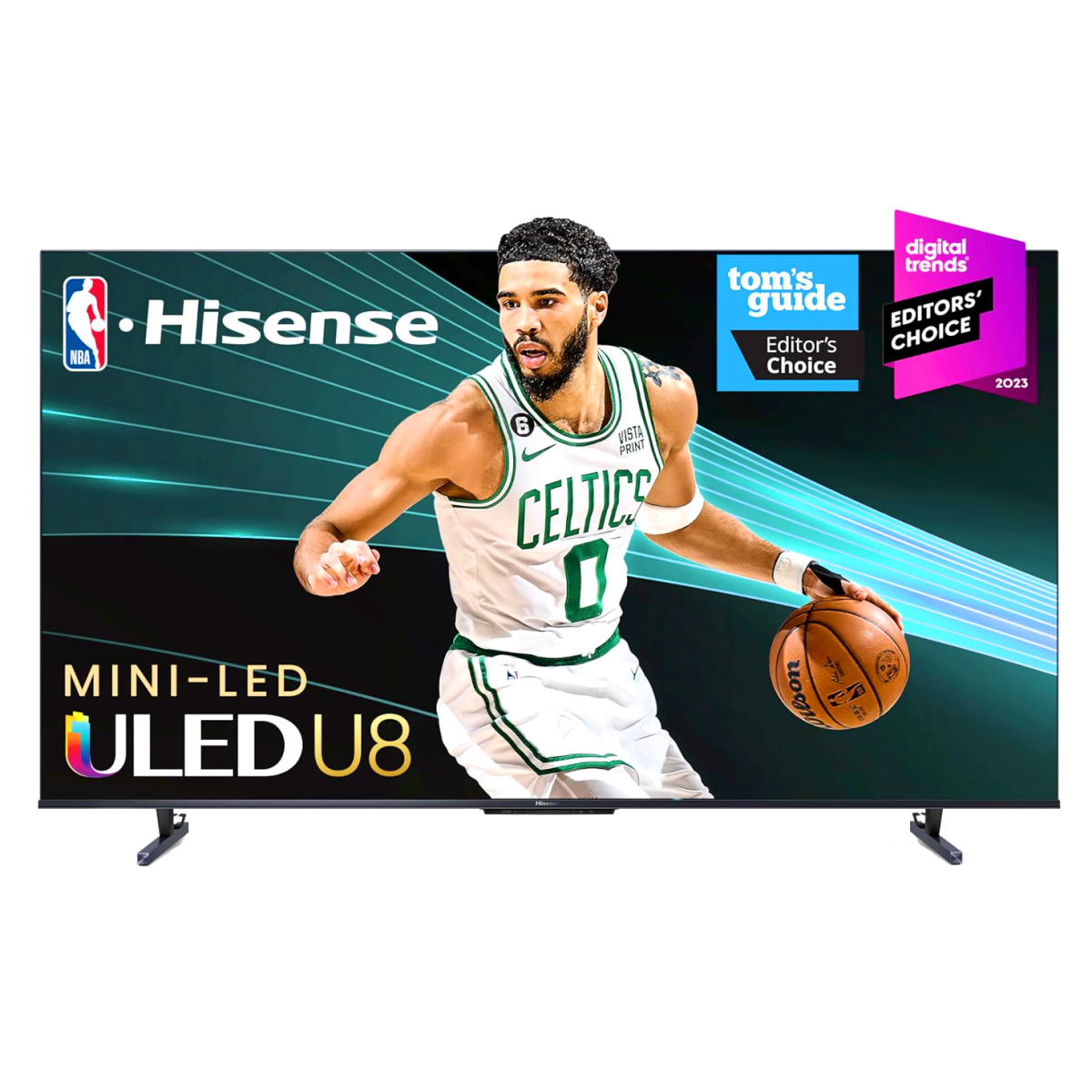 A Hisense U8K ULED 4K TV showcasing the NBA