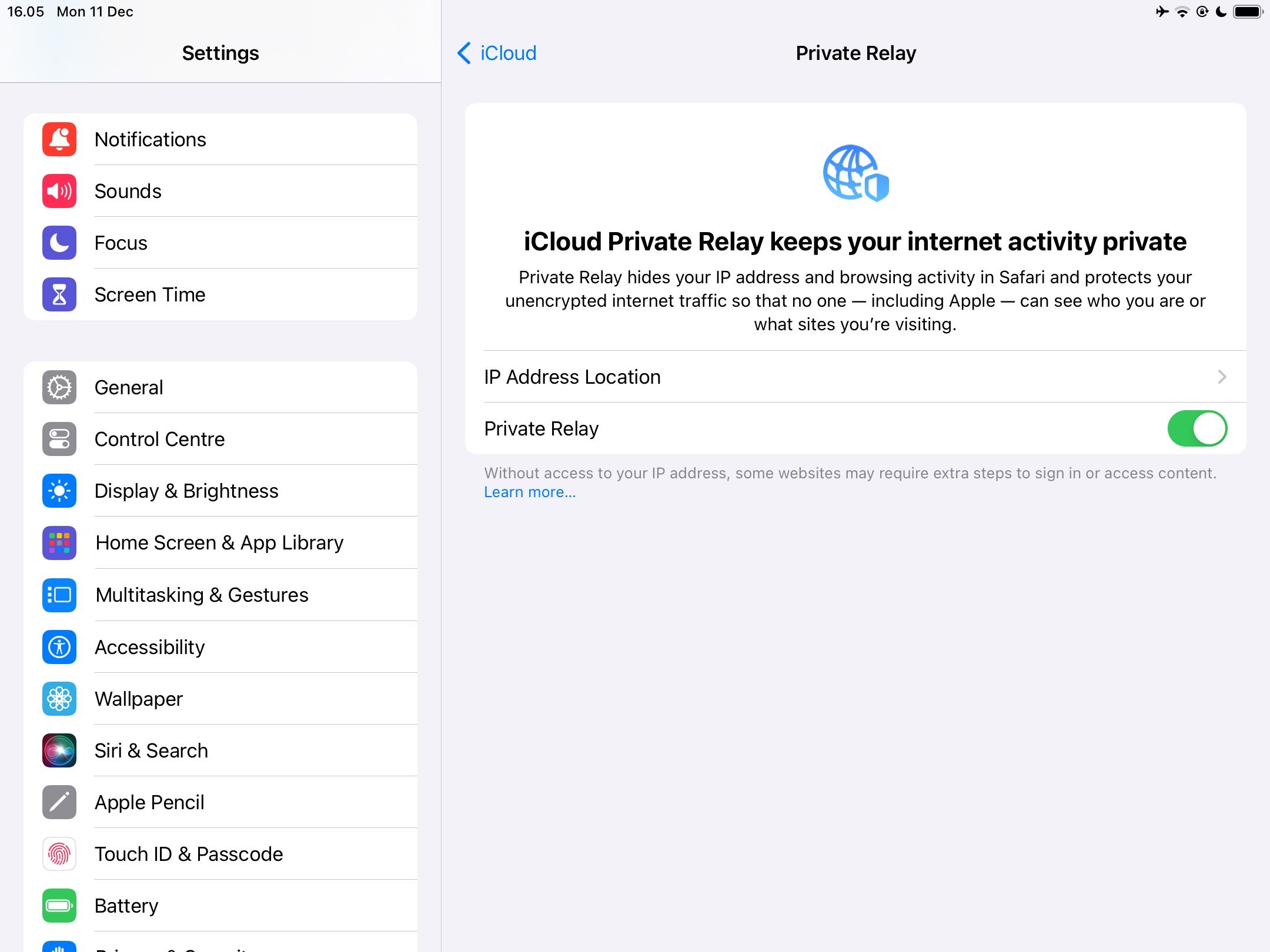 iCloud Private Relay مکان را در تنظیمات انتخاب کنید