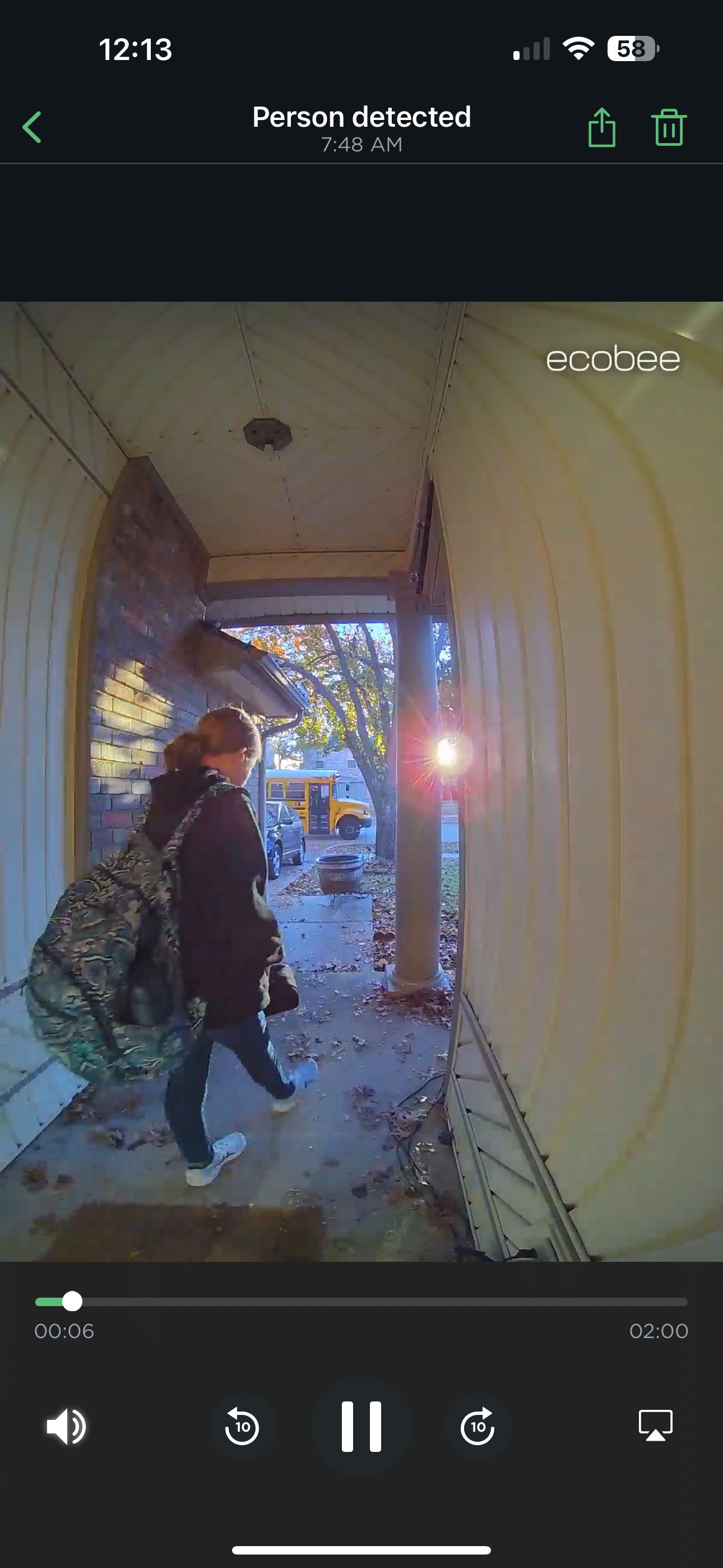 ecobee smart video doorbell recorded video