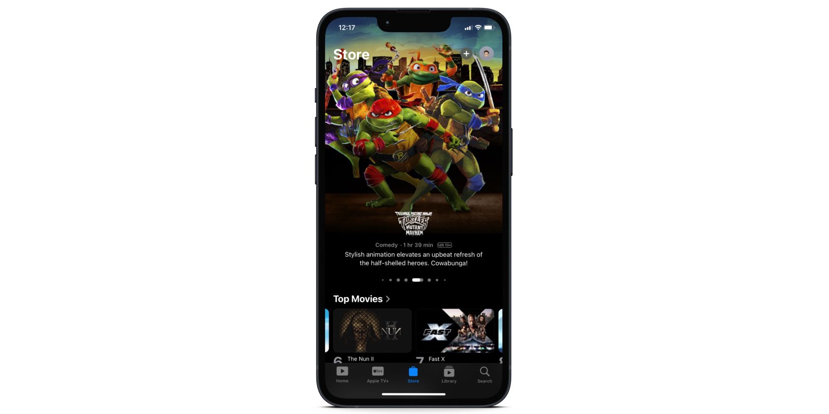 iOS 17.2 Apple TV app Store tab open on an iPhone