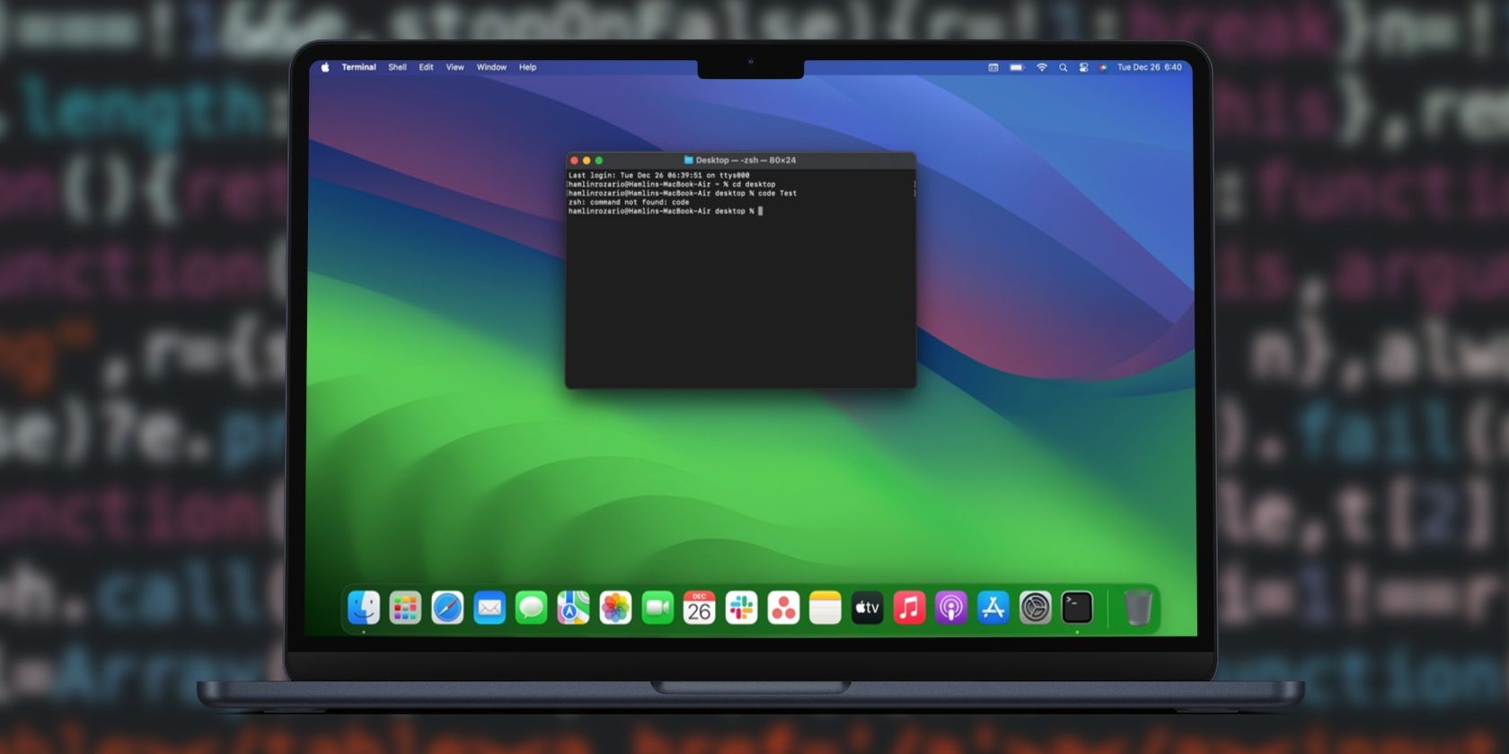 Terminal app running on a MacBook Air