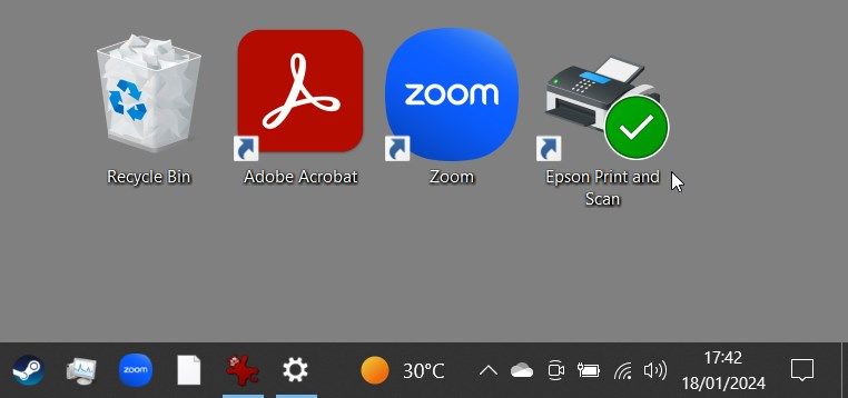 A picture showing desktop icons, with one of them having a check mark