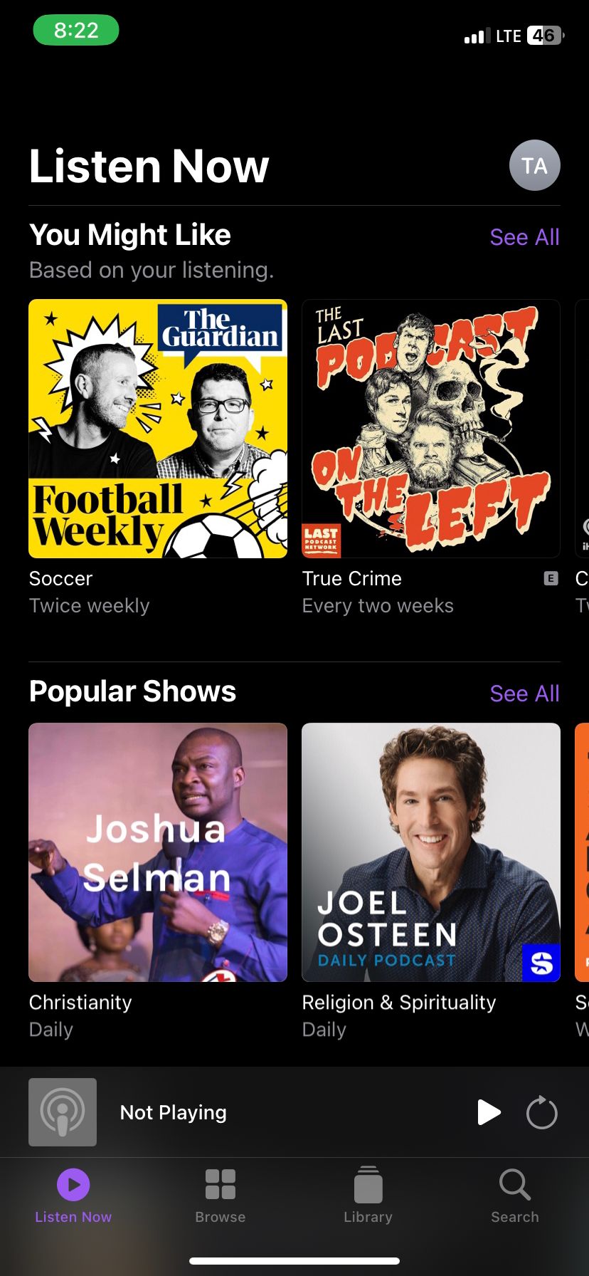 Apple Podcasts Home page
