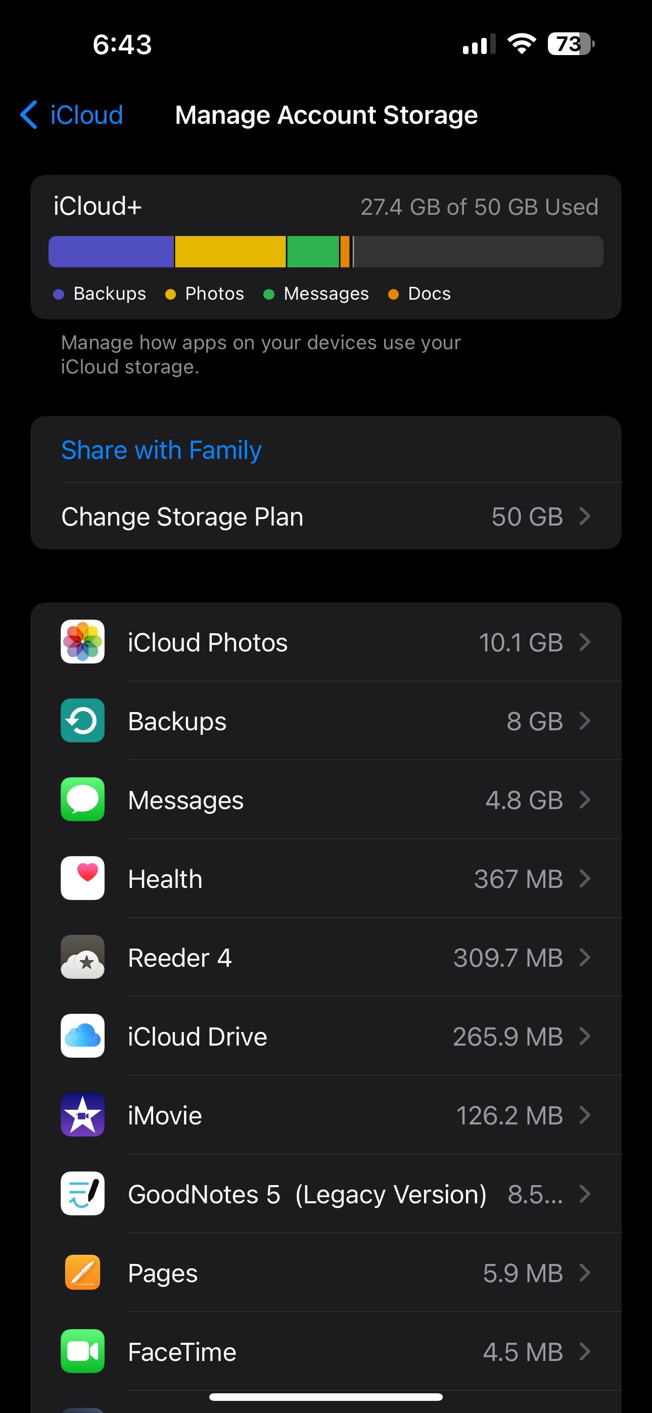iCloud Storage Breakdown