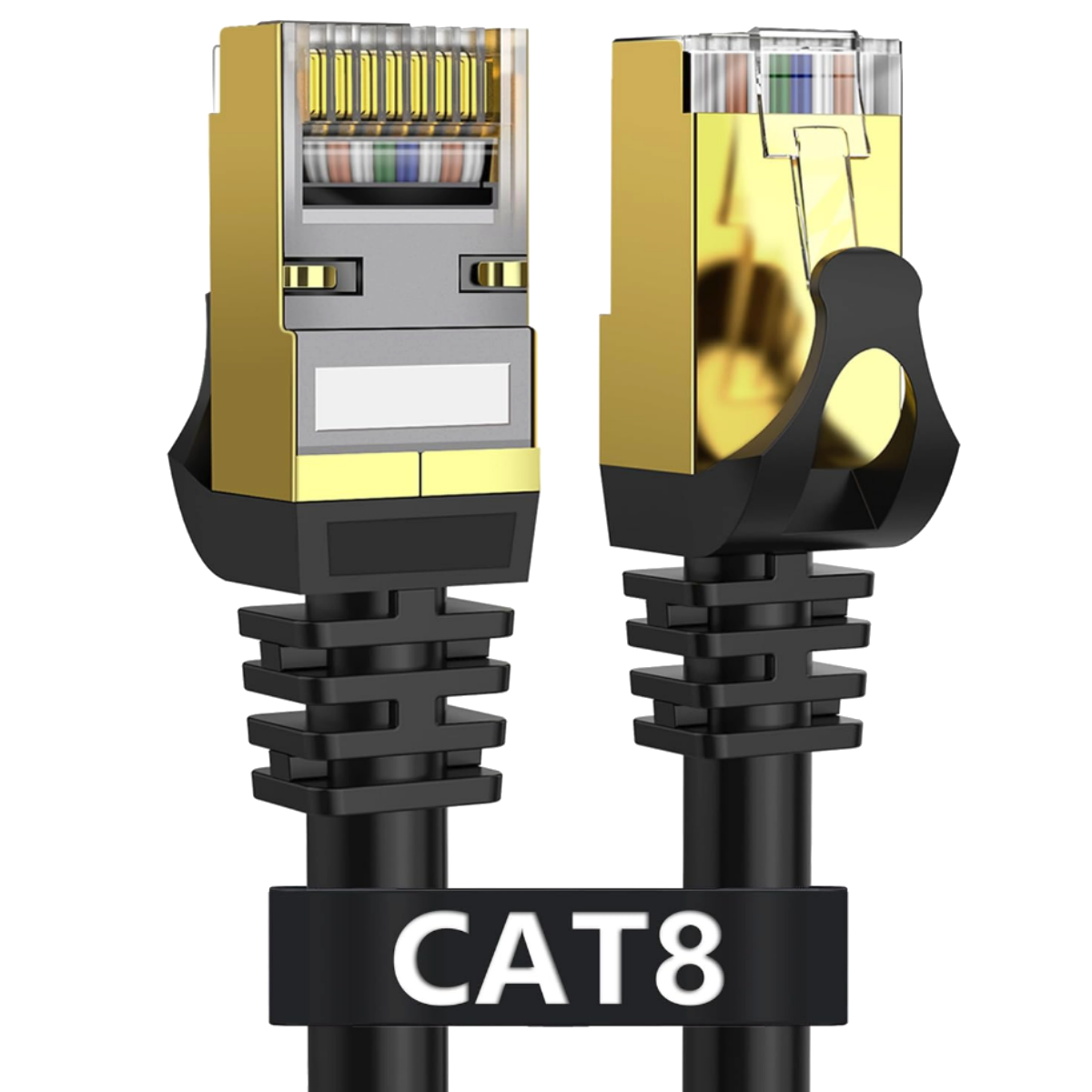 Both connectors of the Dacrown Cat 8 Ethernet Cable