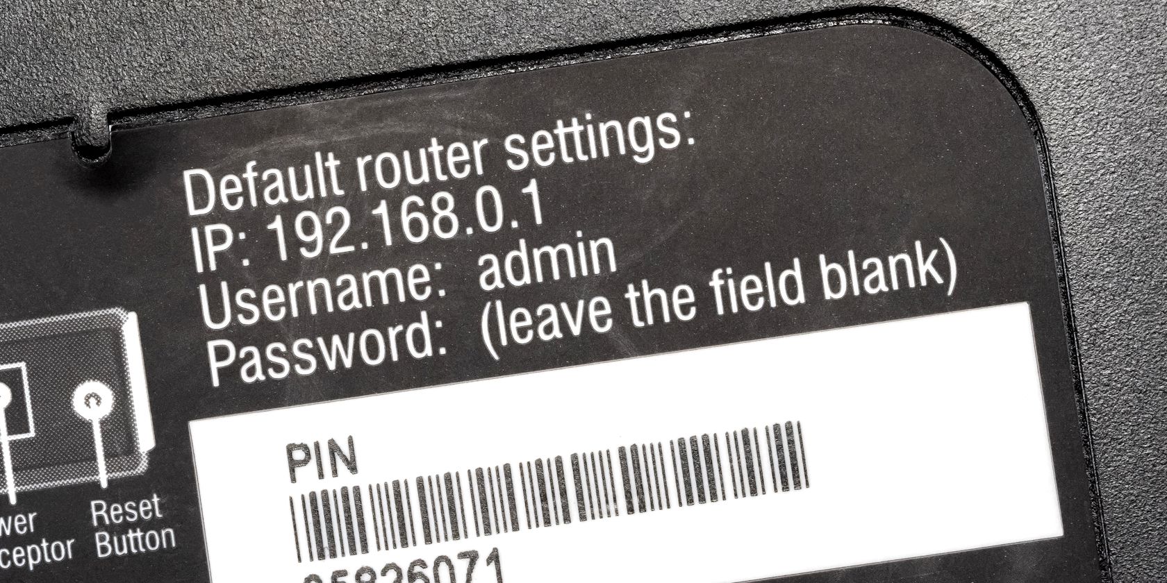 default password and admin account on router