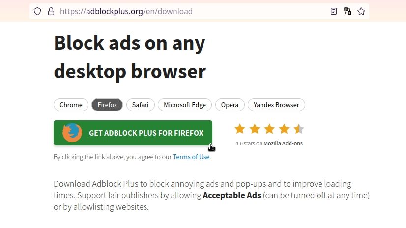 downloading the ad block plus browser extension from the official website