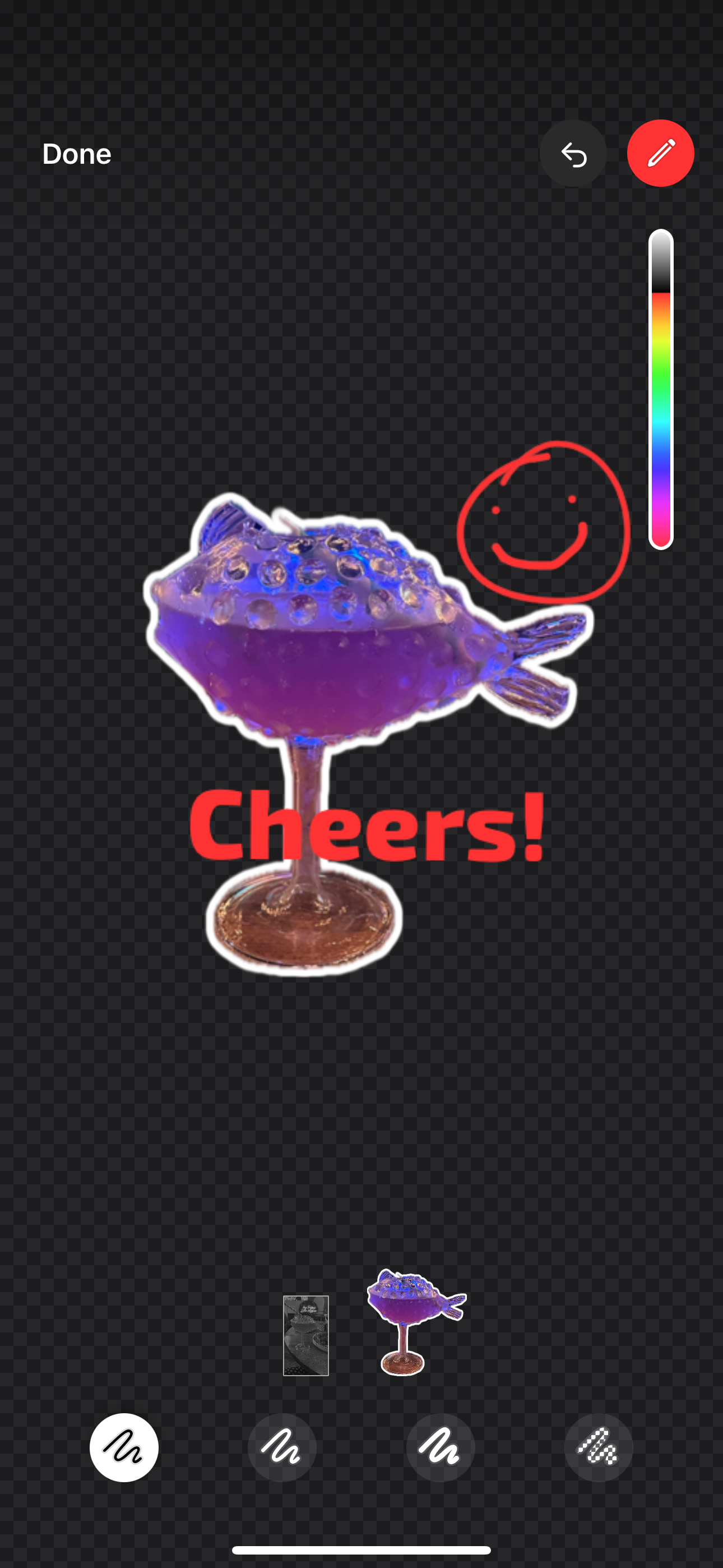 Drawing over a sticker in WhatsApp for iOS