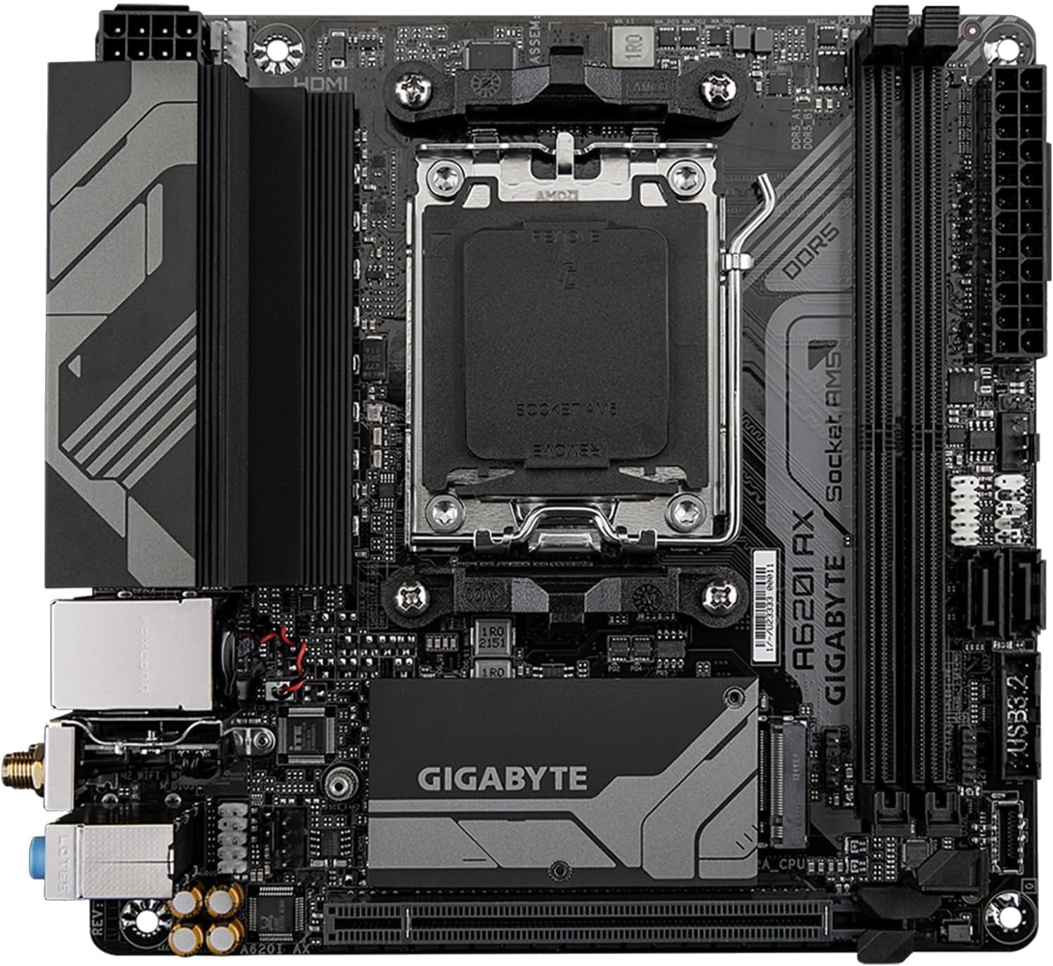 GIGABYTE A620I AX mini itx motherboard with black accents