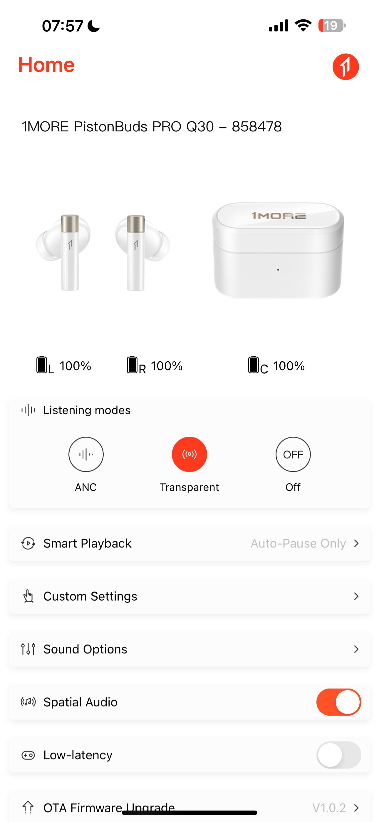 1More PistonBuds Pro Q30 ANC settings