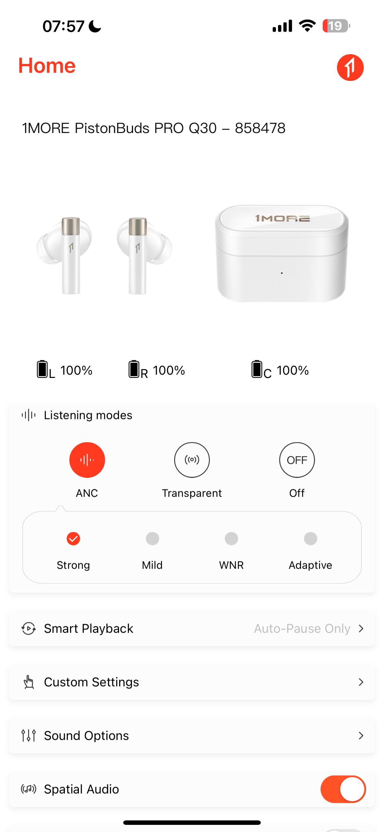1More PistonBuds Pro Q30 ANC settings