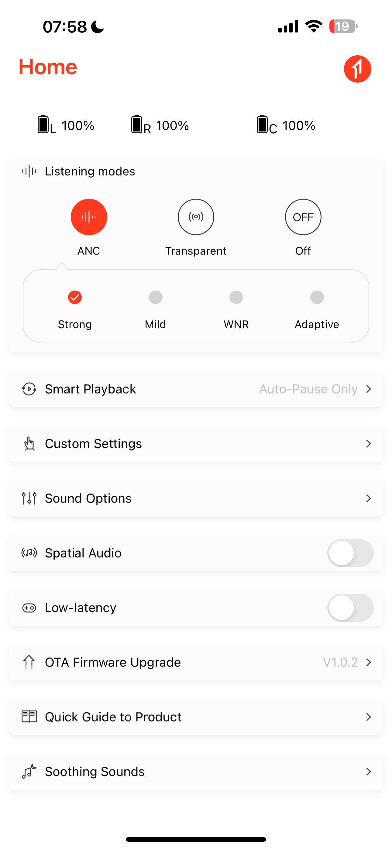 1More PistonBuds Pro Q30 Spatial settings off