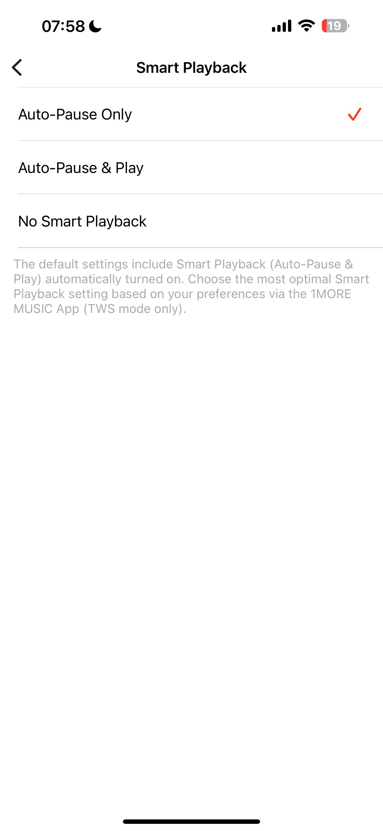 1More PistonBuds Pro Q30 smart playback settings