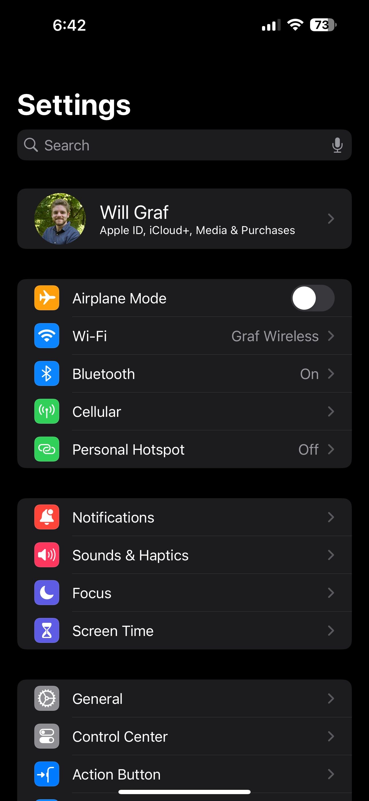 iOS Settings Page