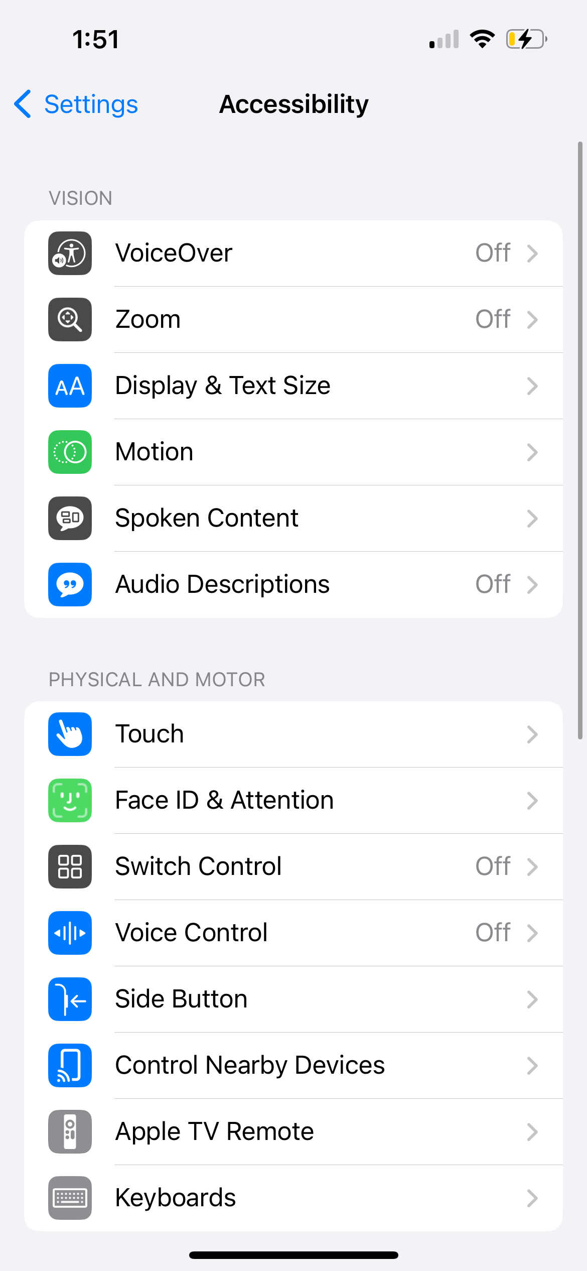 iPhone accessibility settings