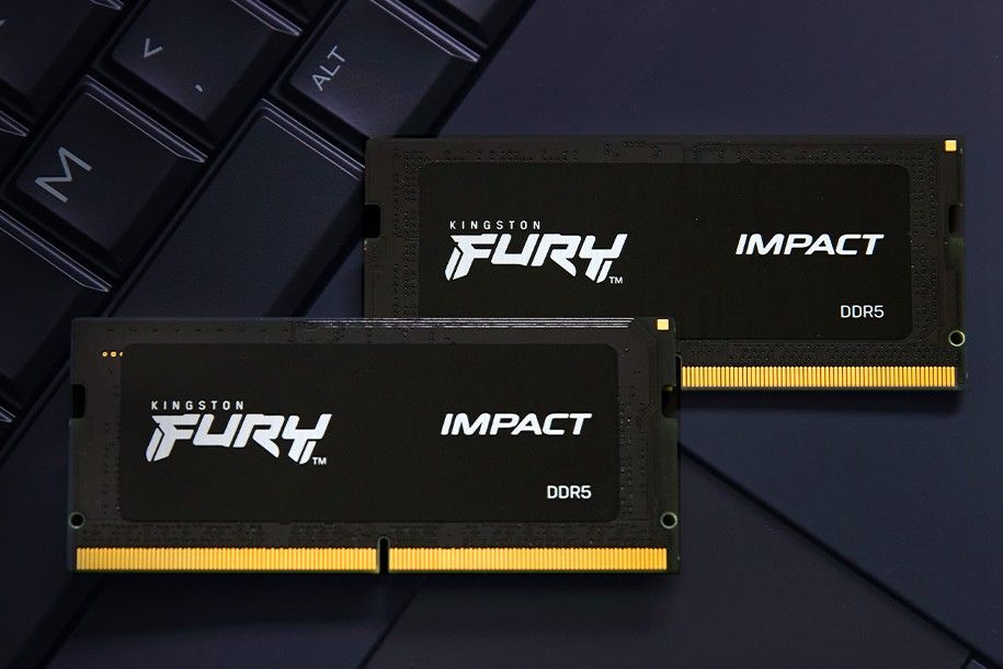 The Kingston FURY Impact DDR5 SODIMM on a desk.