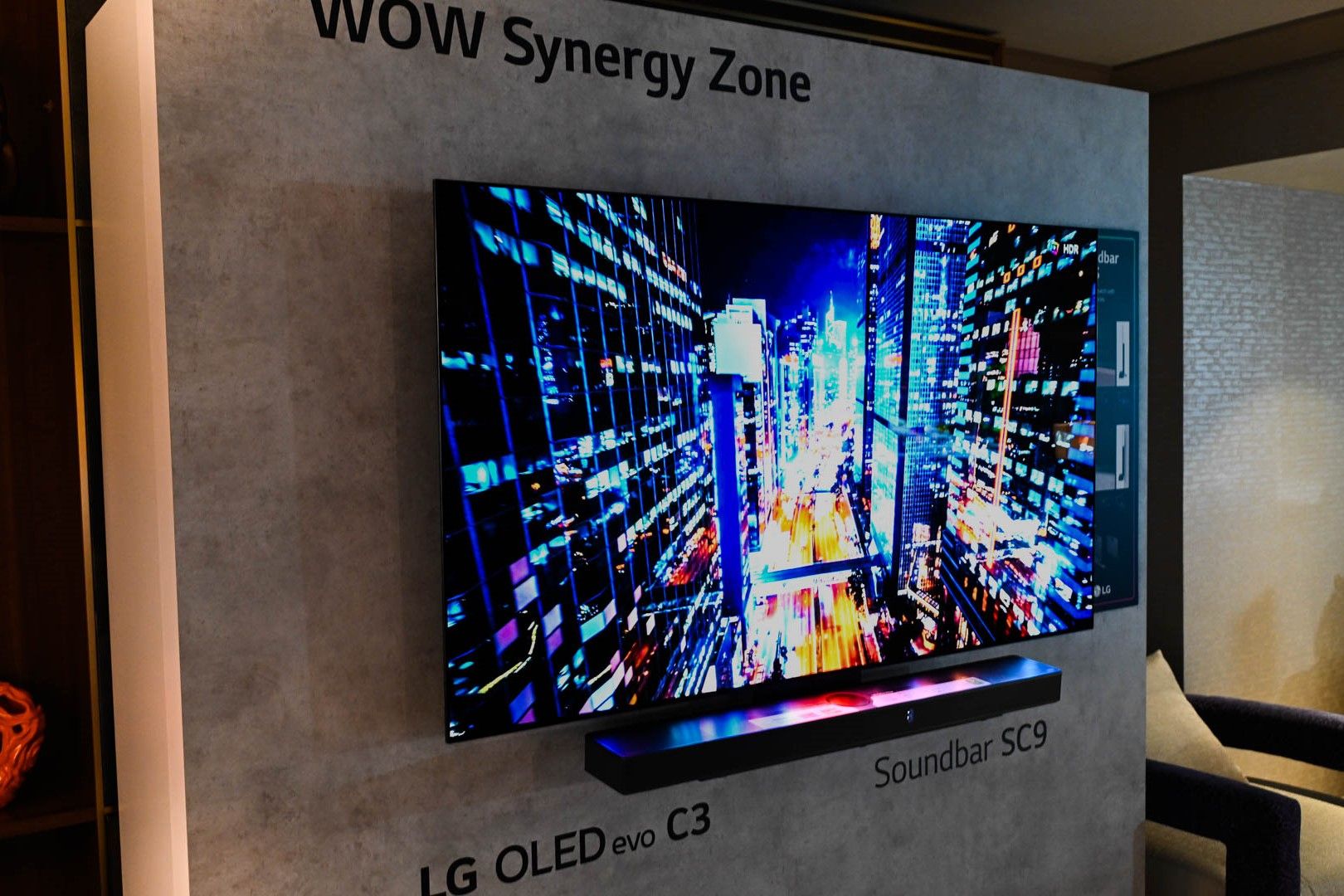 WOW Synergy Zone با Soundbar SC9 متصل ال‌جی OLED evo c3 نشان داده شد