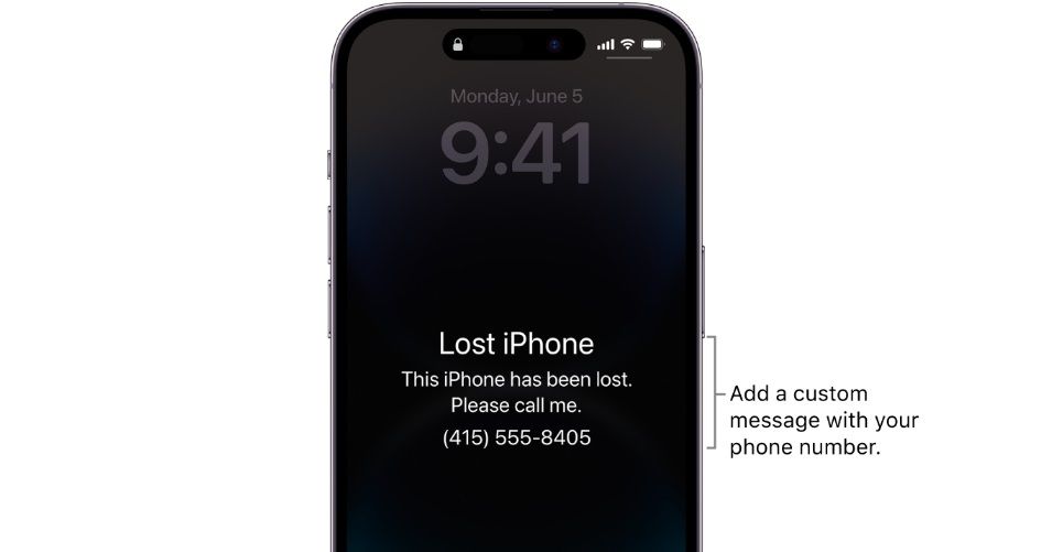 adding a custom message to a lost iphone screen