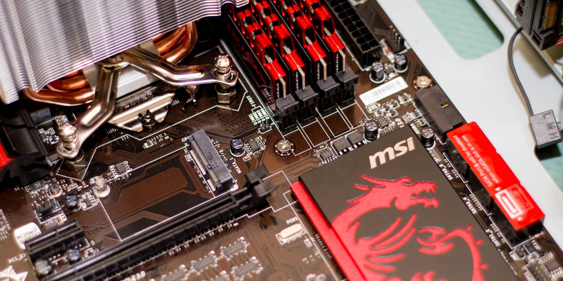 MSI motherboard showing its cooling