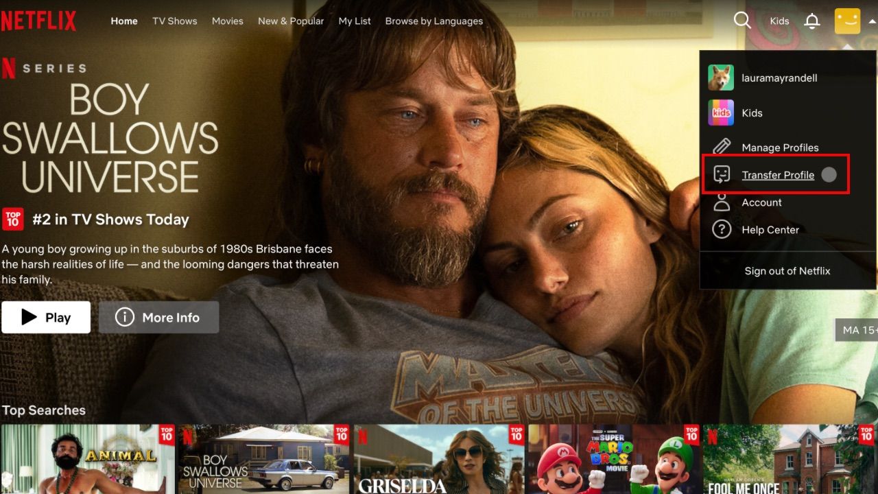 Netflix Transfer Profile Feature