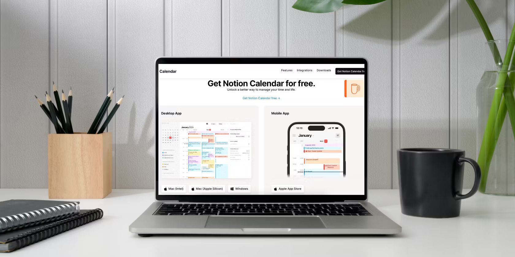Mockup of Notion Calendar on a Computer Screen