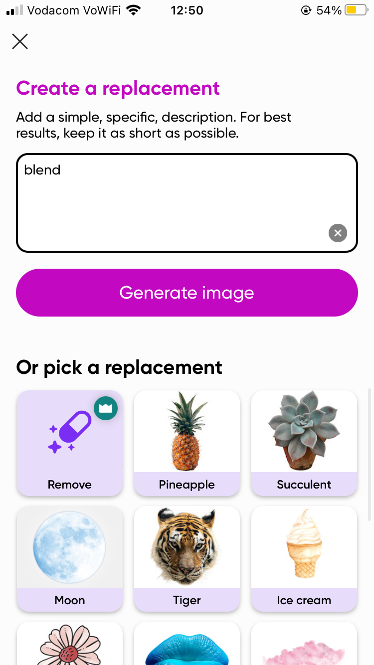 Providing Prompt for AI Replace in Picsart App