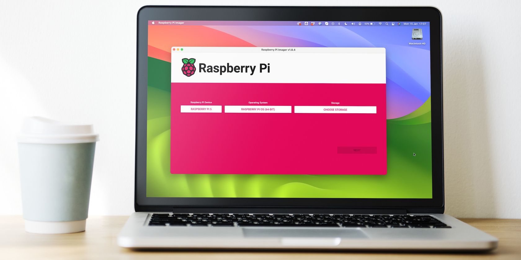 Raspberry Pi Imager running on a MacBook