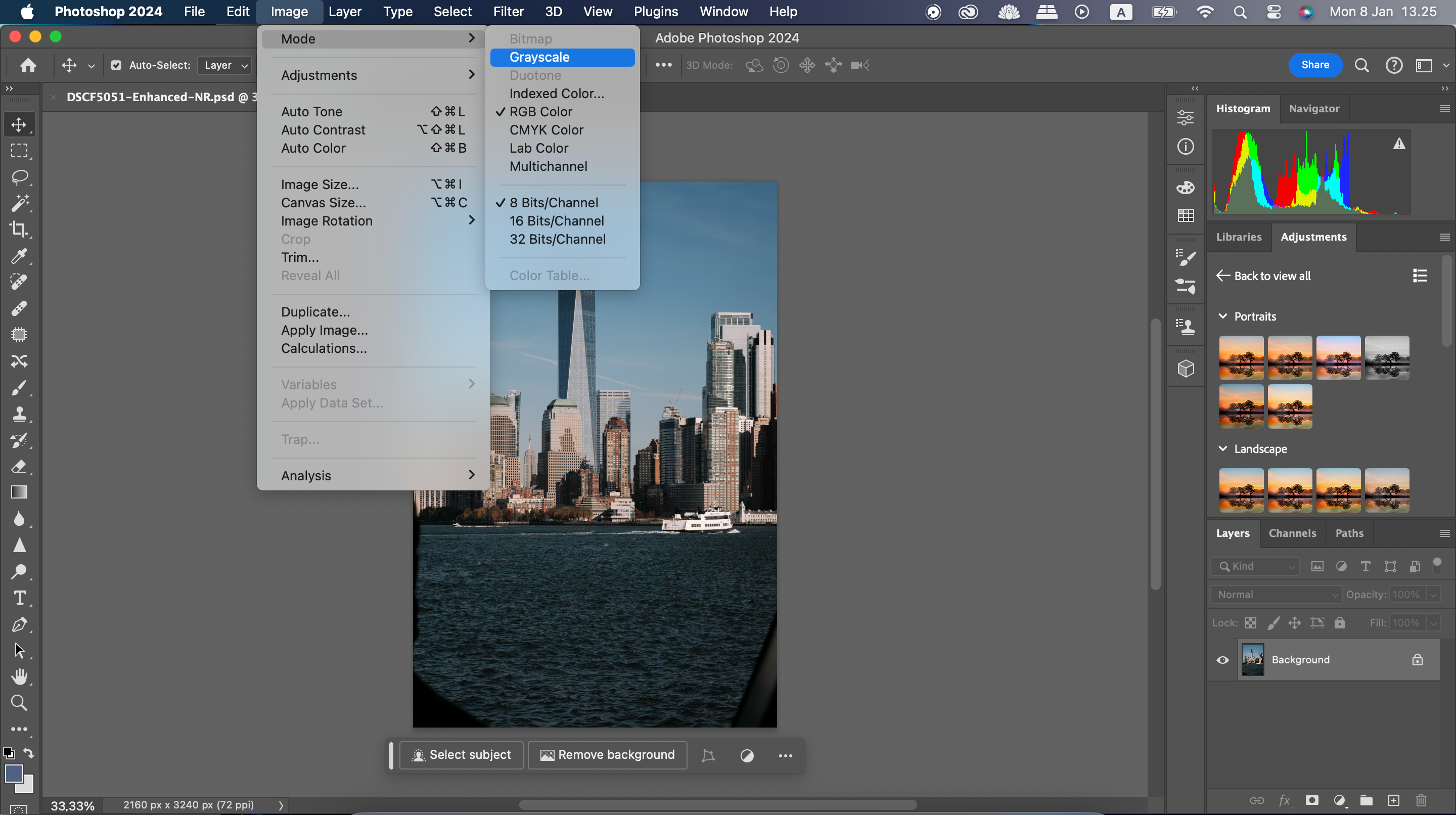 The different image modes available in Adobe Photohshop