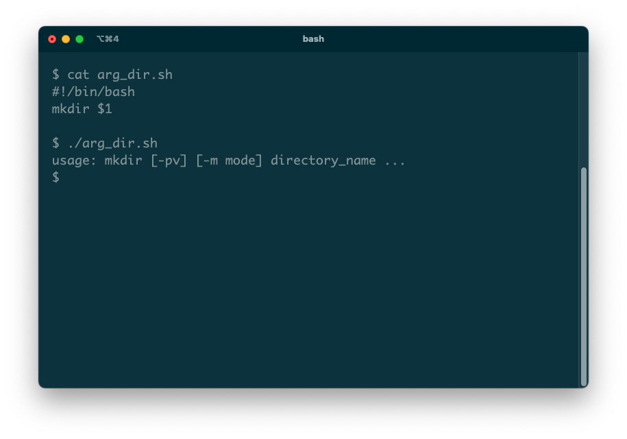 A terminal showing an error message from mkdir