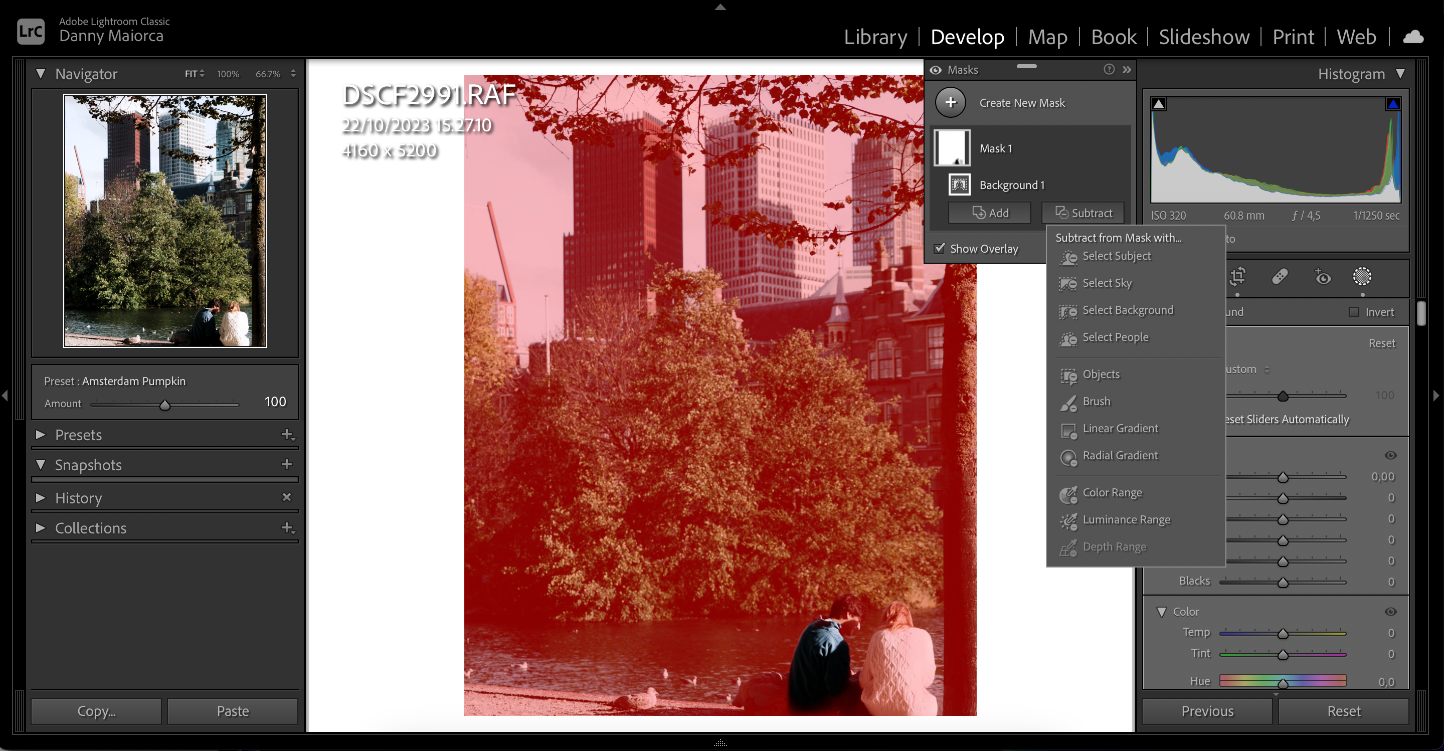ویژگی تفریق ماسک در Adobe Lightroom