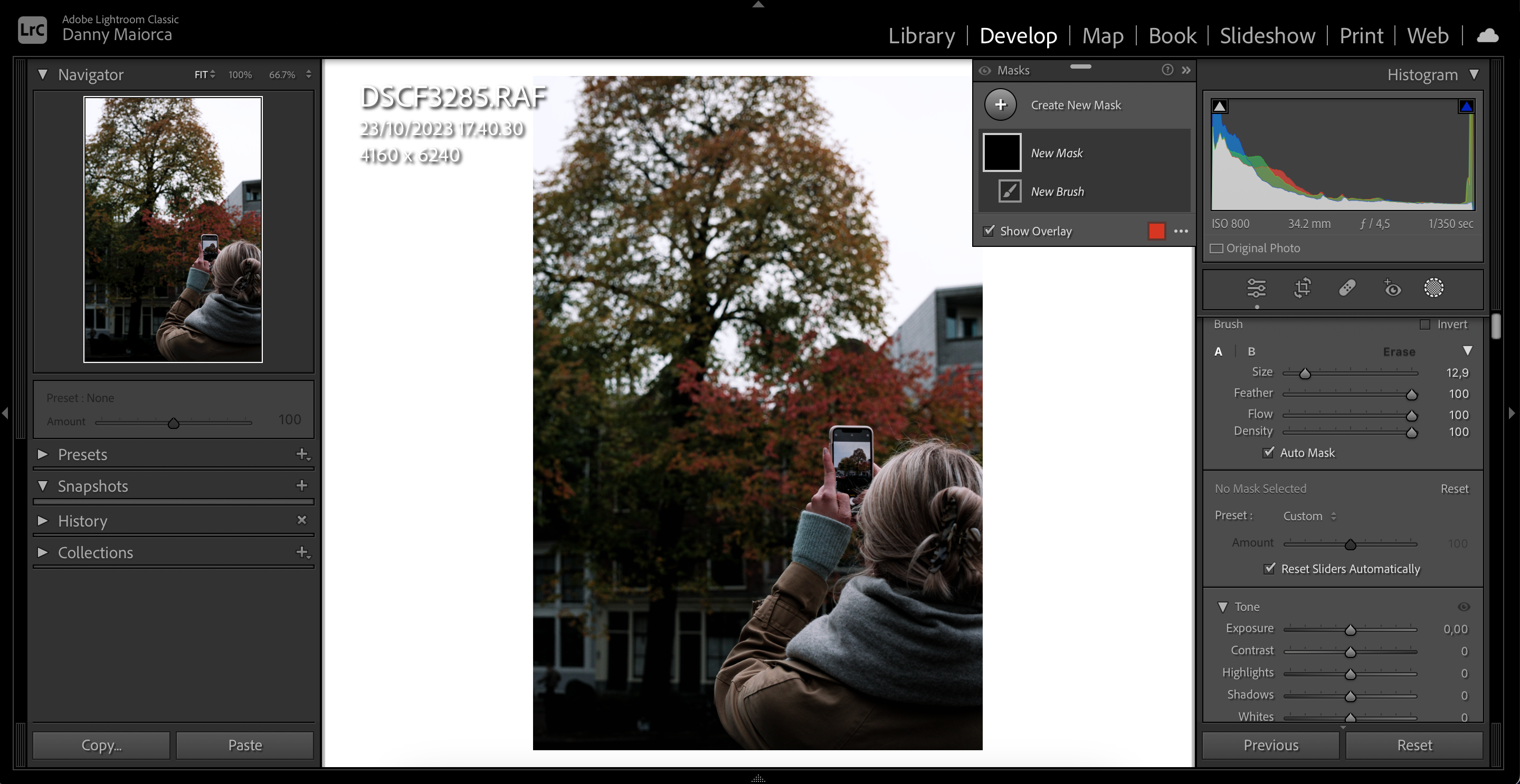 لغزنده اندازه قلم مو در Adobe Lightroom
