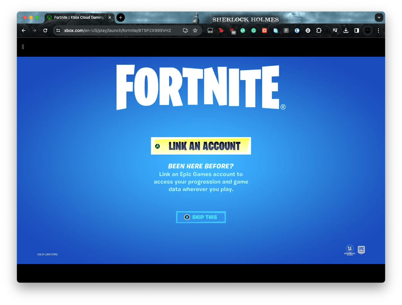 Fortnite on browser asking to link accounts