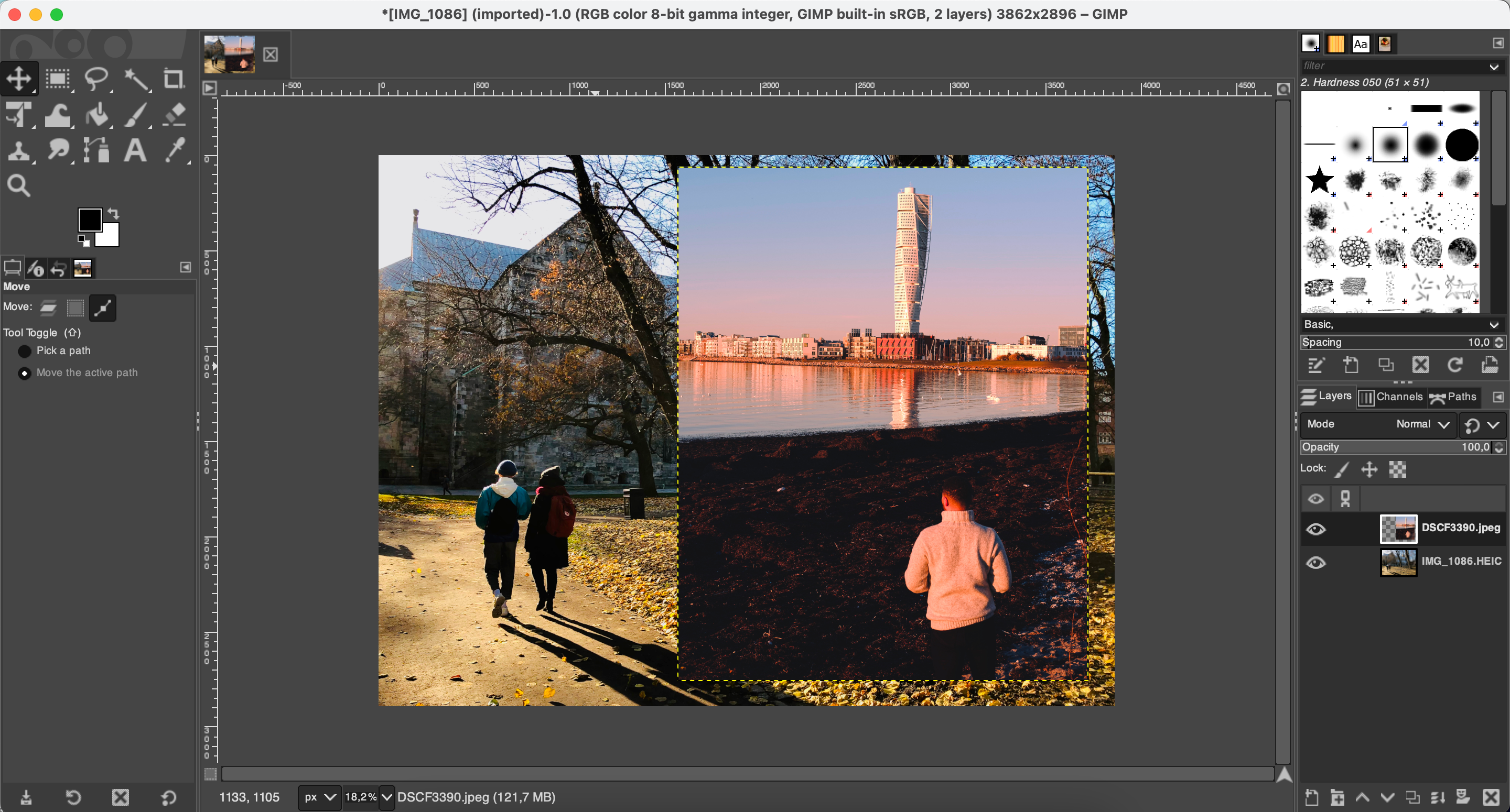 پس از افزودن تصویر به تصویر در GIMP، تصاویر خود را ویرایش کنید