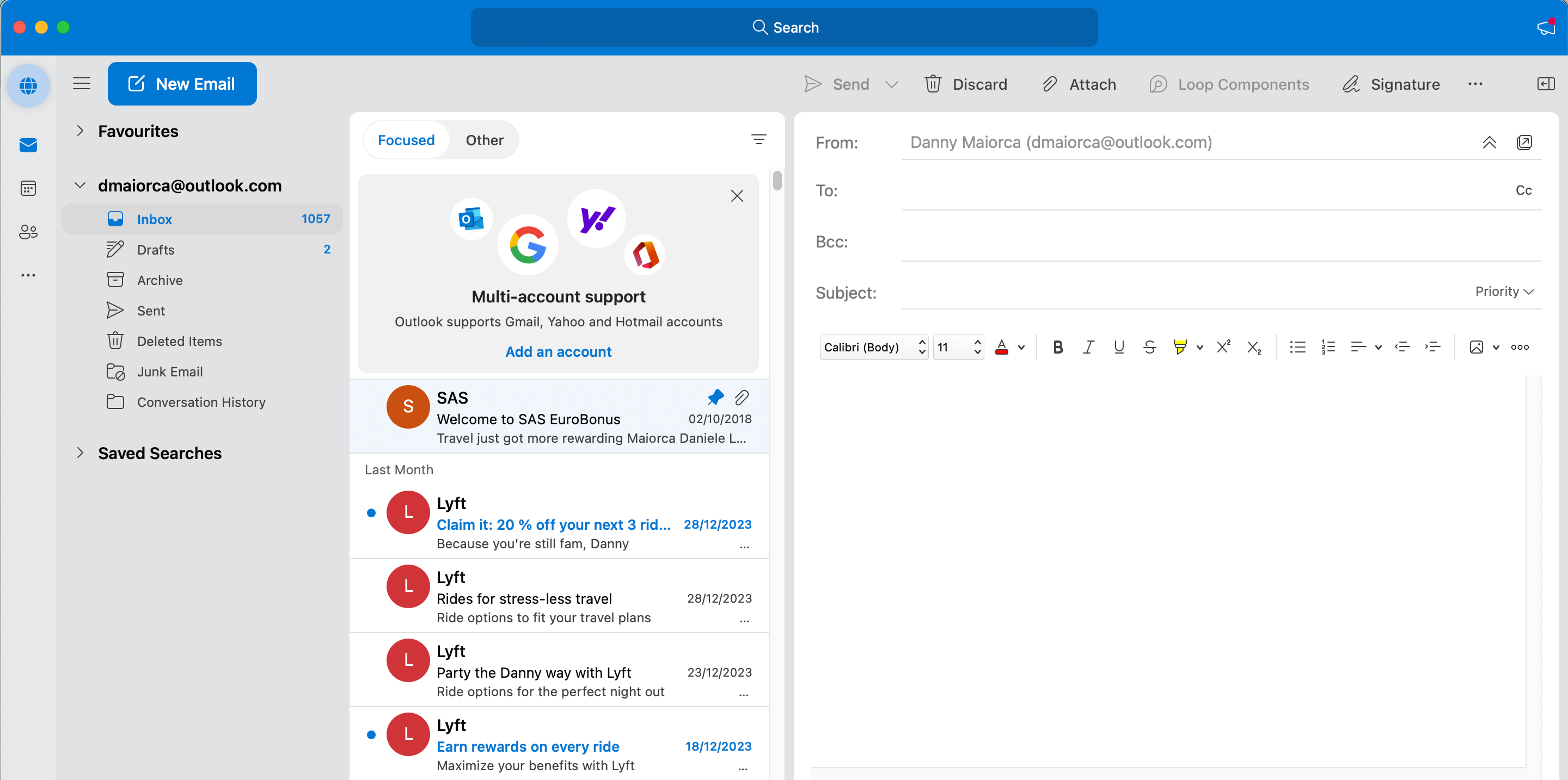 یک ایمیل در برنامه Microsoft Outlook برای مک ارسال کنید