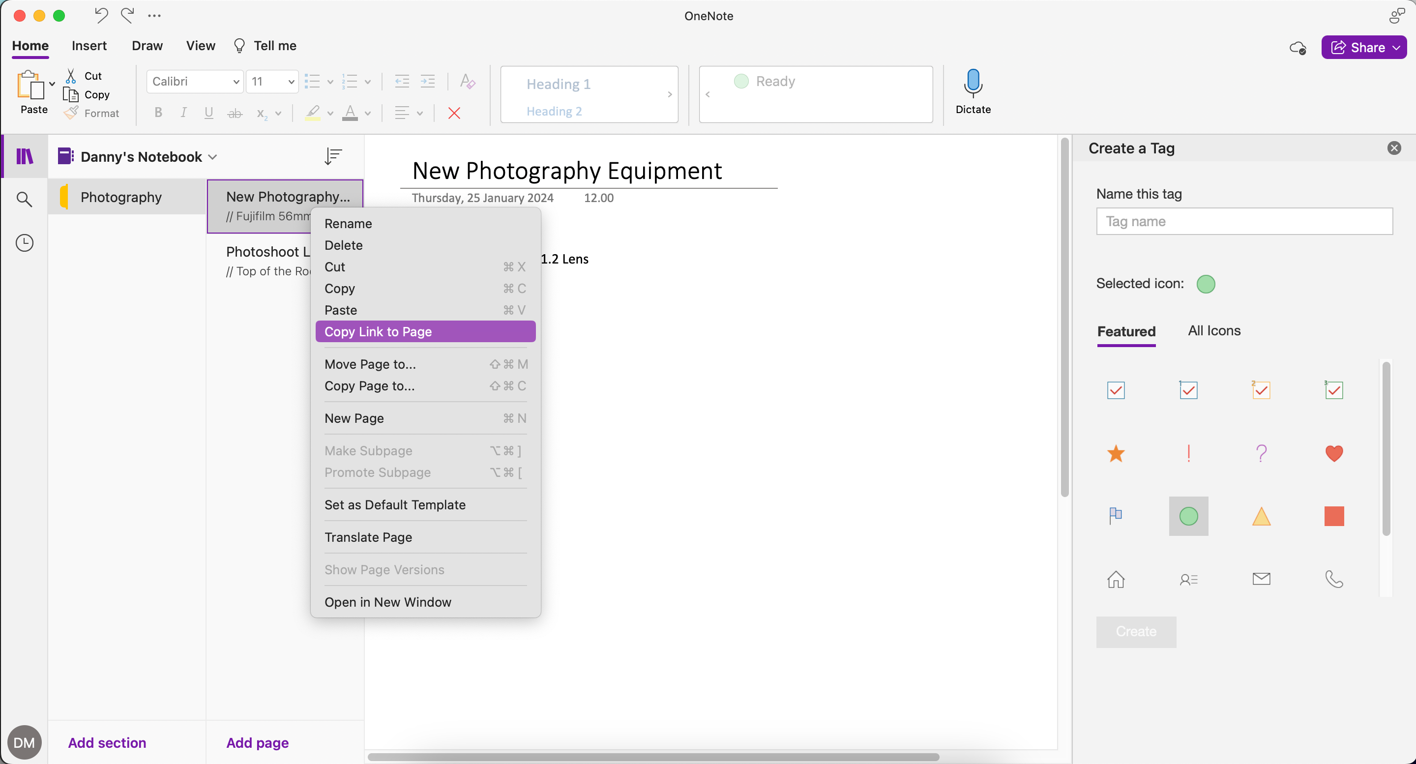 Copy a Link to Your Page in Microsoft OneNote