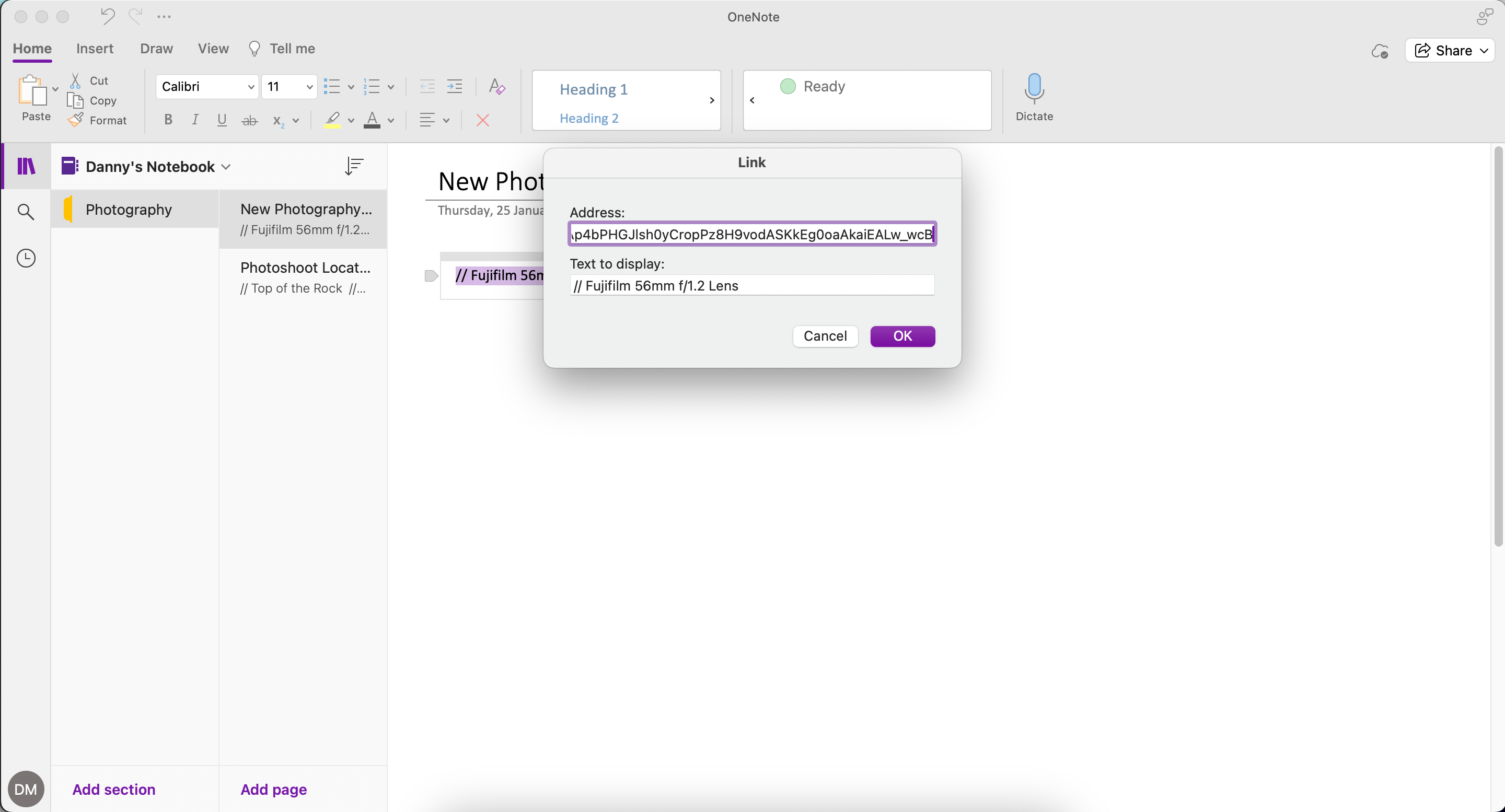 Paste a Link From an External Source in Microsoft OneNote