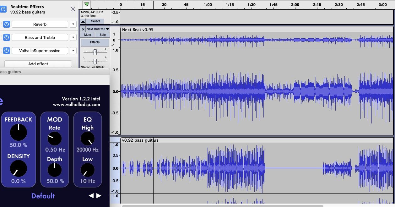 Audacity audio editing workspace