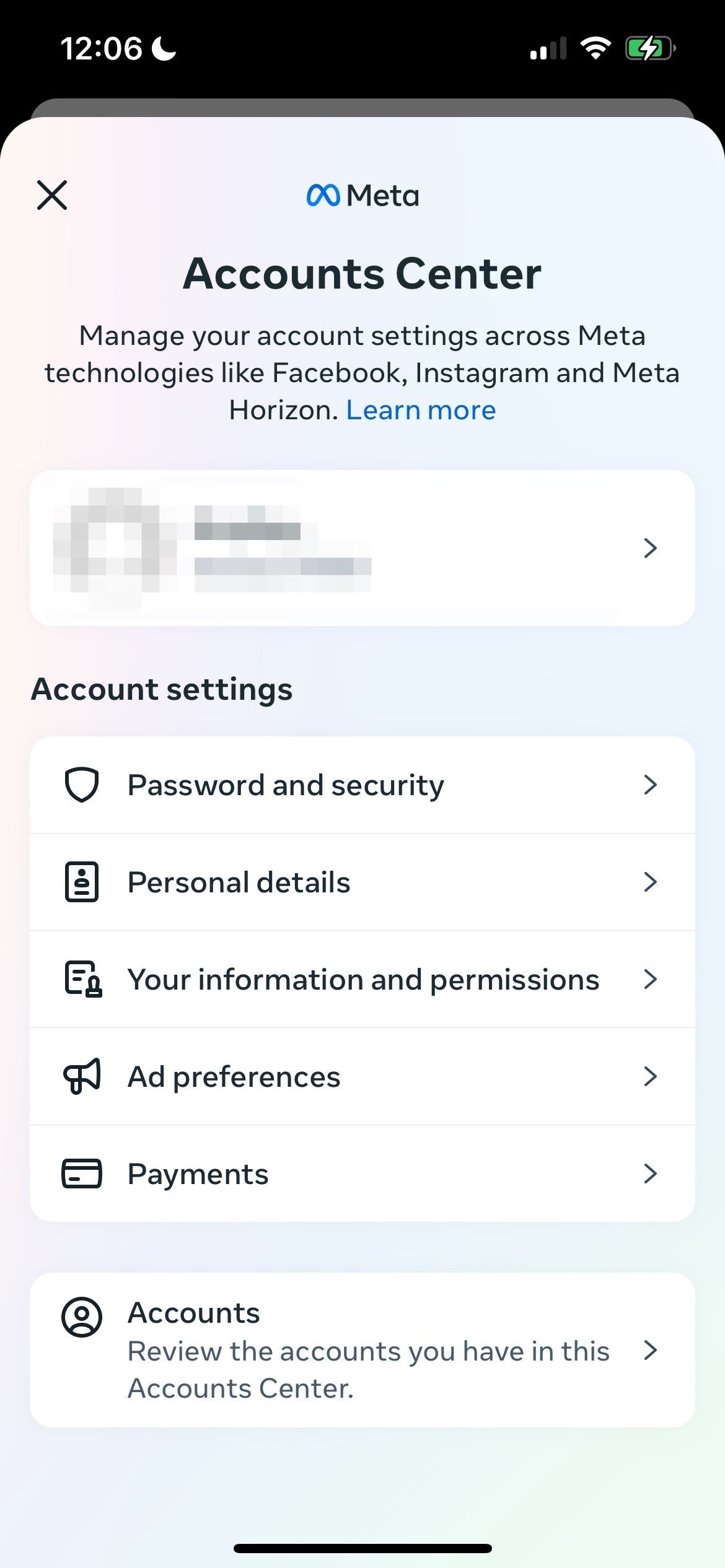 Select Instagram Ad Preferences in the Account Center