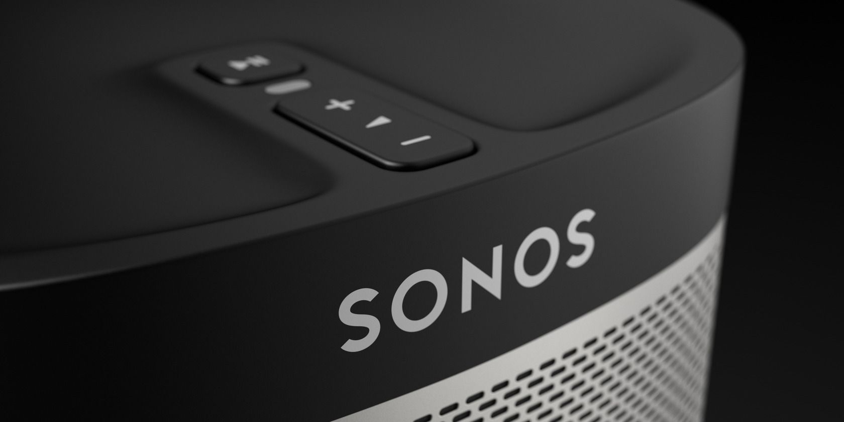sonos speaker black and silver up close