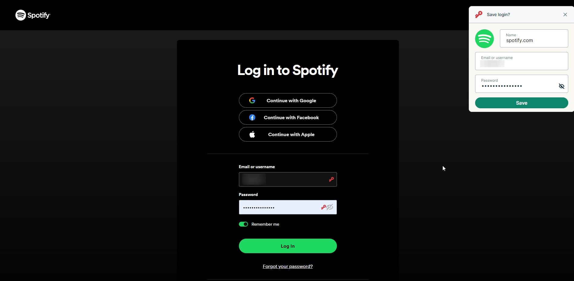 صفحه ورود به سیستم spotify با افزودن جزئیات به کلیدهای expressvpn